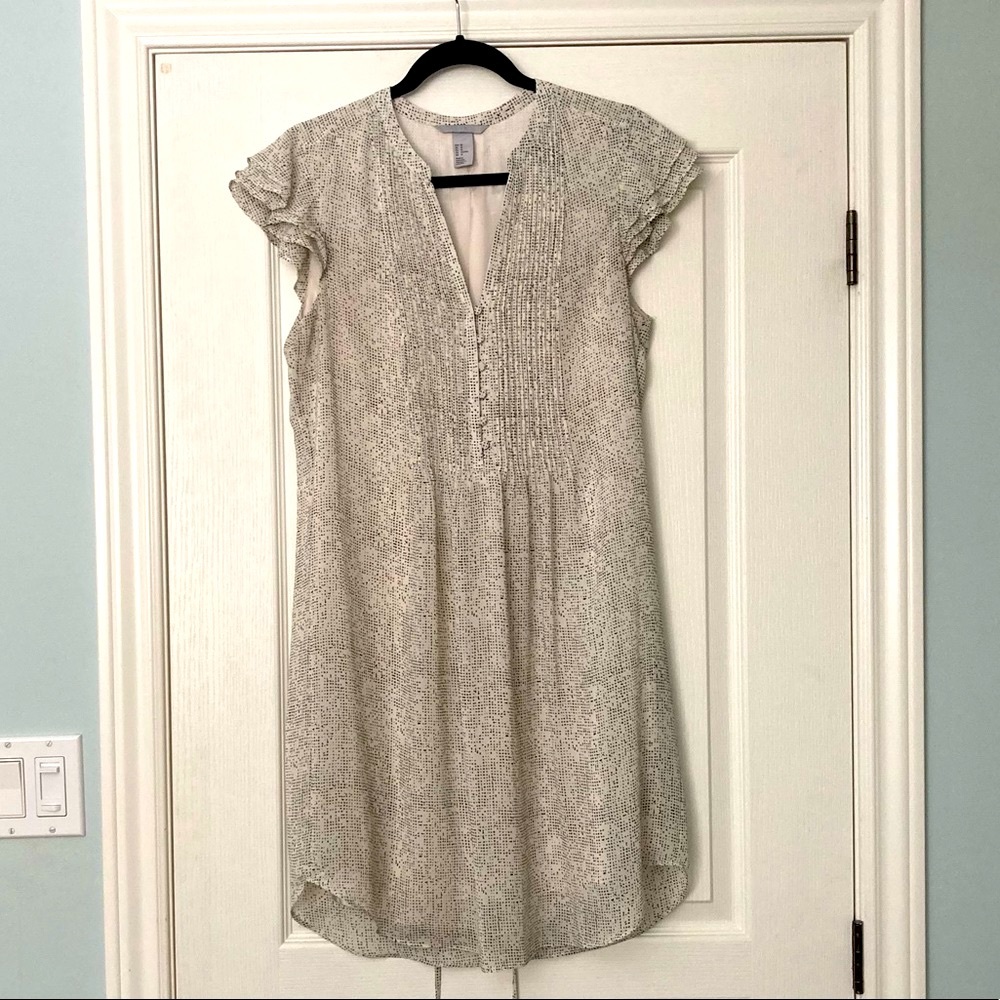 H&M flutter sleeve chiffon dress with tie